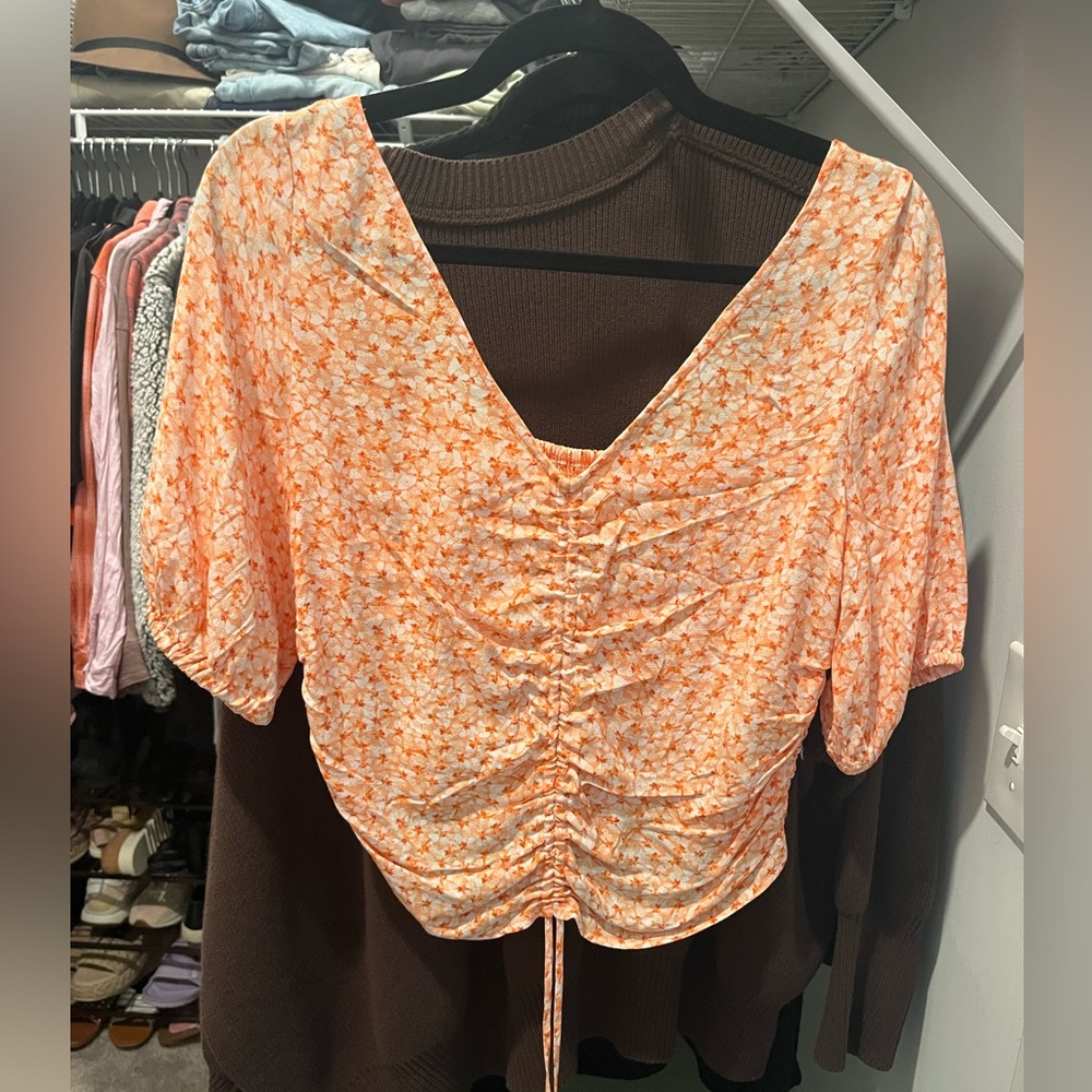 H&M orange floral top
